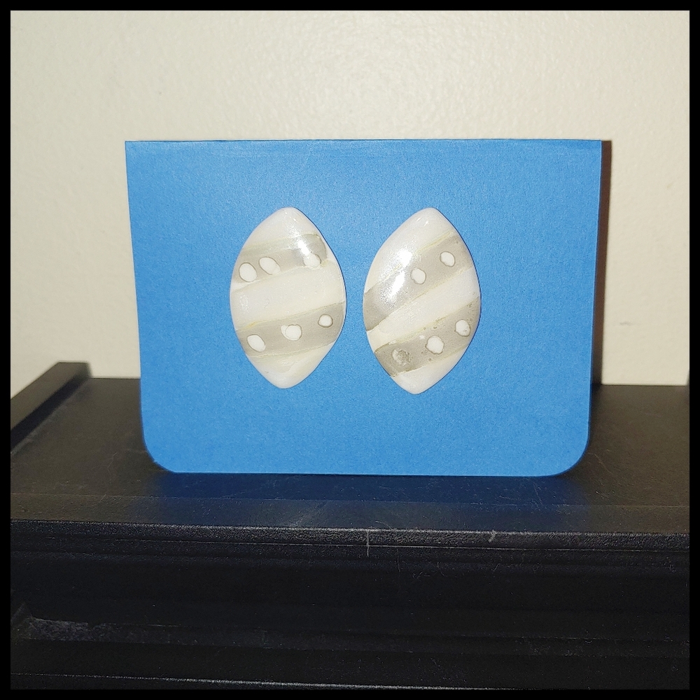 Cream and Taupe Marquis Shape Earrings
